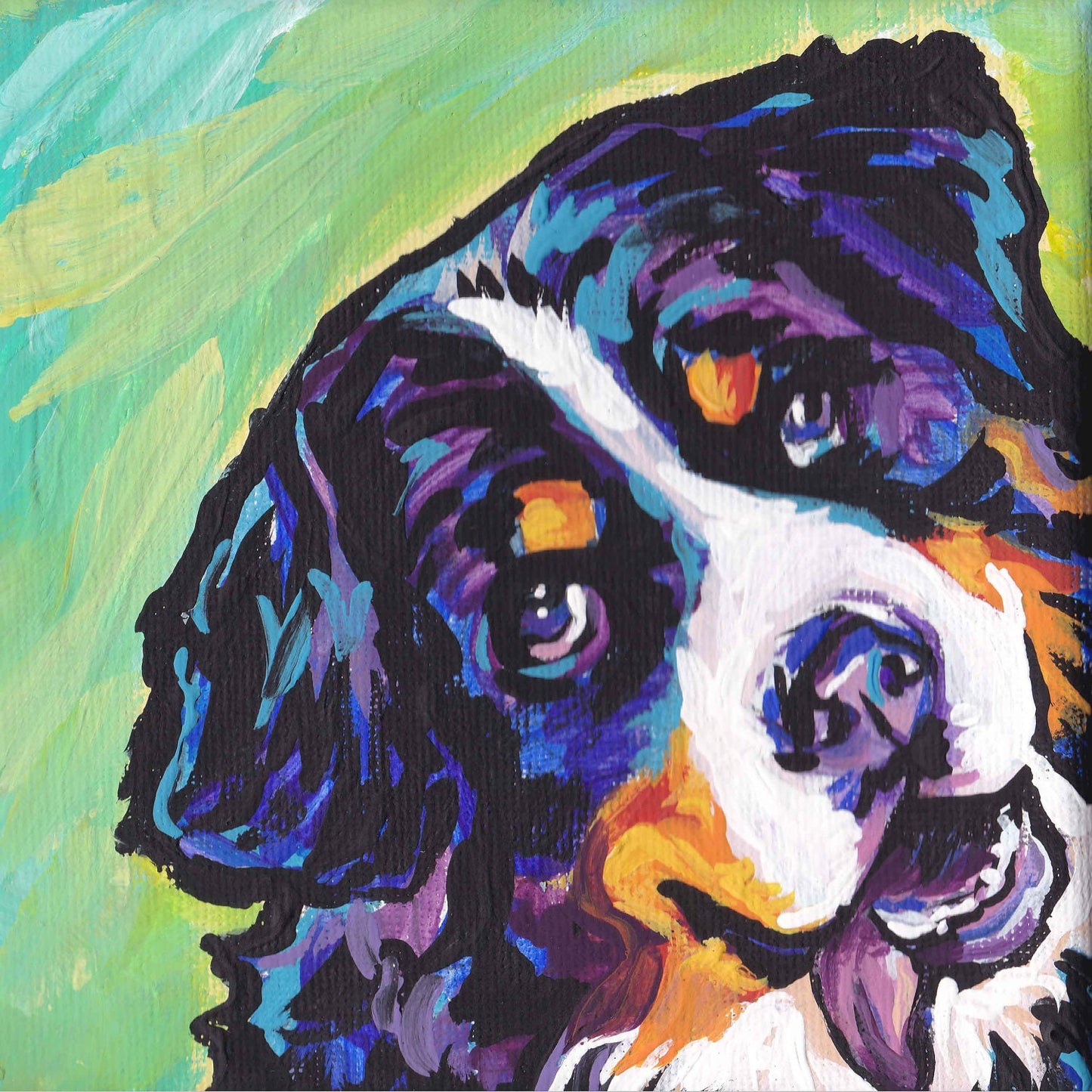 Bernese Mountain Dog art print modern pop art bright colors 8x8