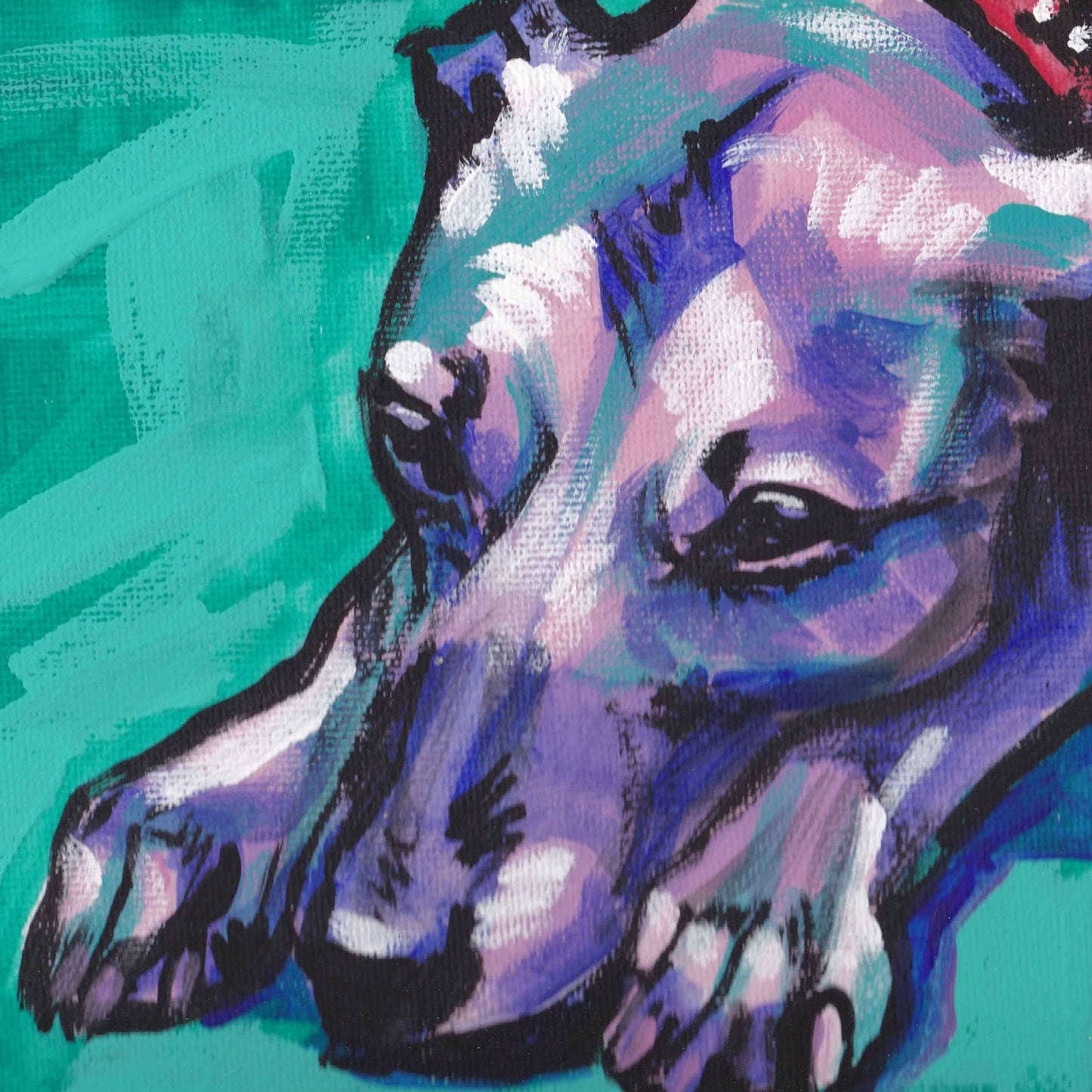 Whippet art print modern Dog pop dog art bright colors 12x12inch greyhound