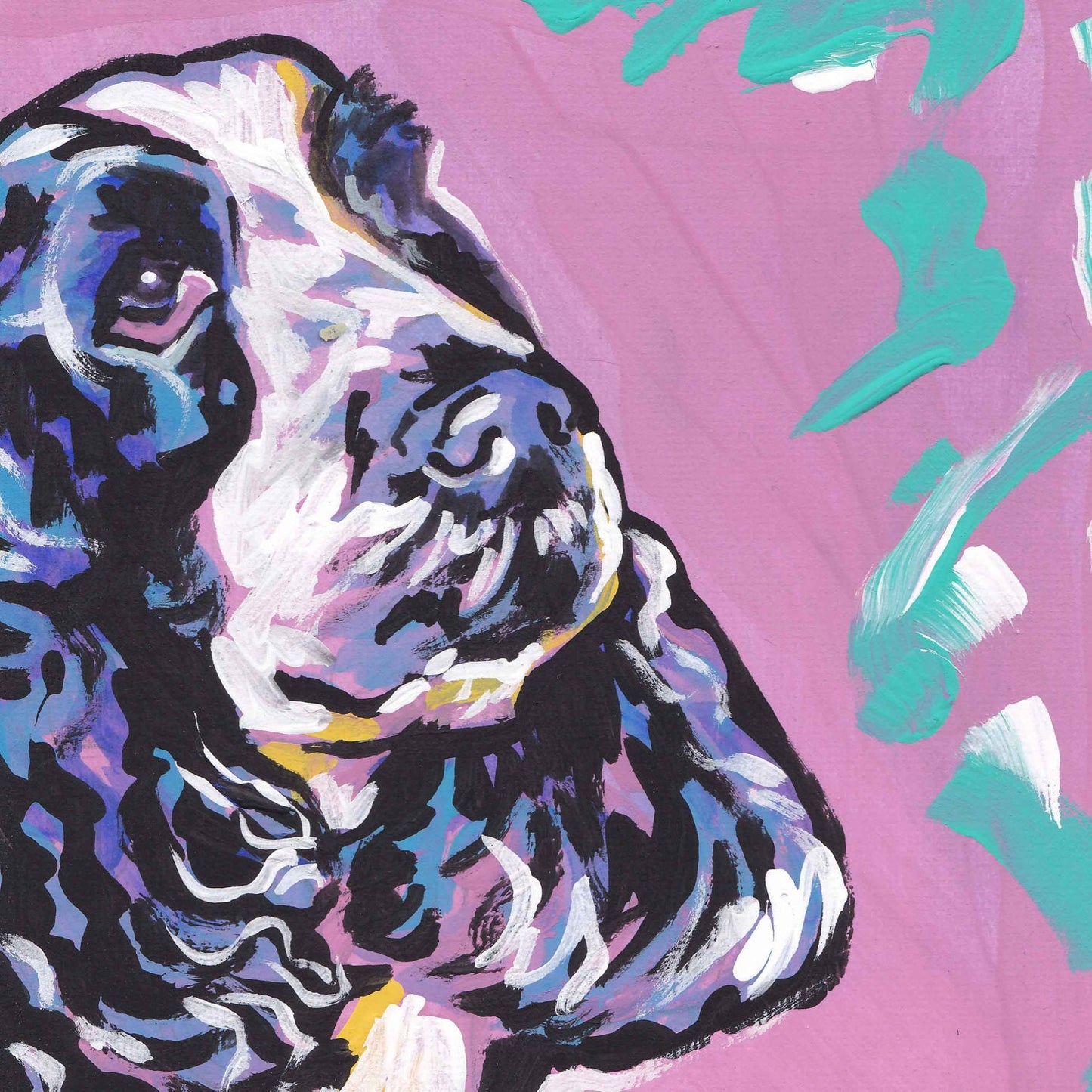 English cocker Spaniel art print pop dog art bright colorful dog portrait 8x8 Lea