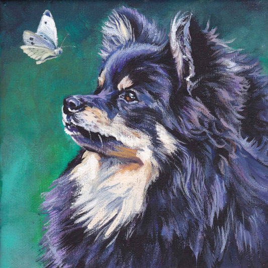 German Spitz pomeranian dog portrait art print of LA Shepard painting 12x12