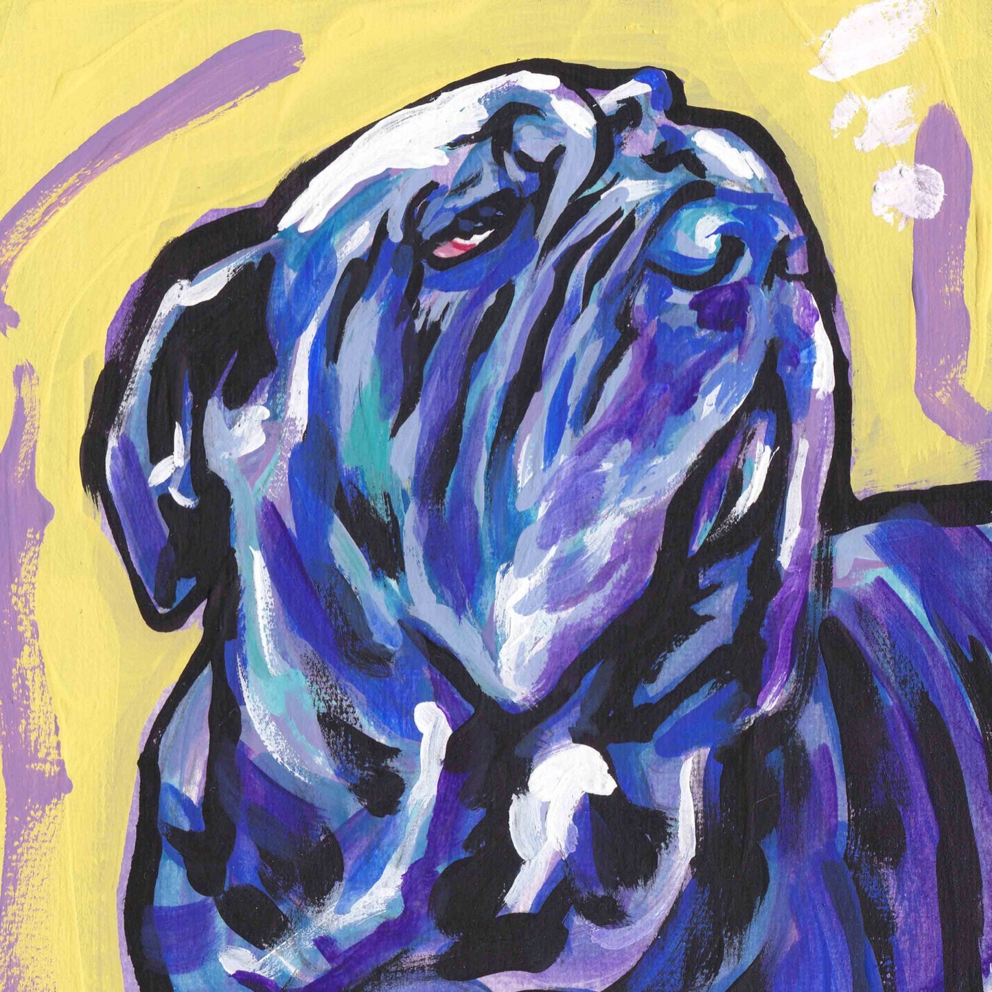 NEAPOLITAN MASTIFF dog art portrait PRINT pop art bright colors 12x12
