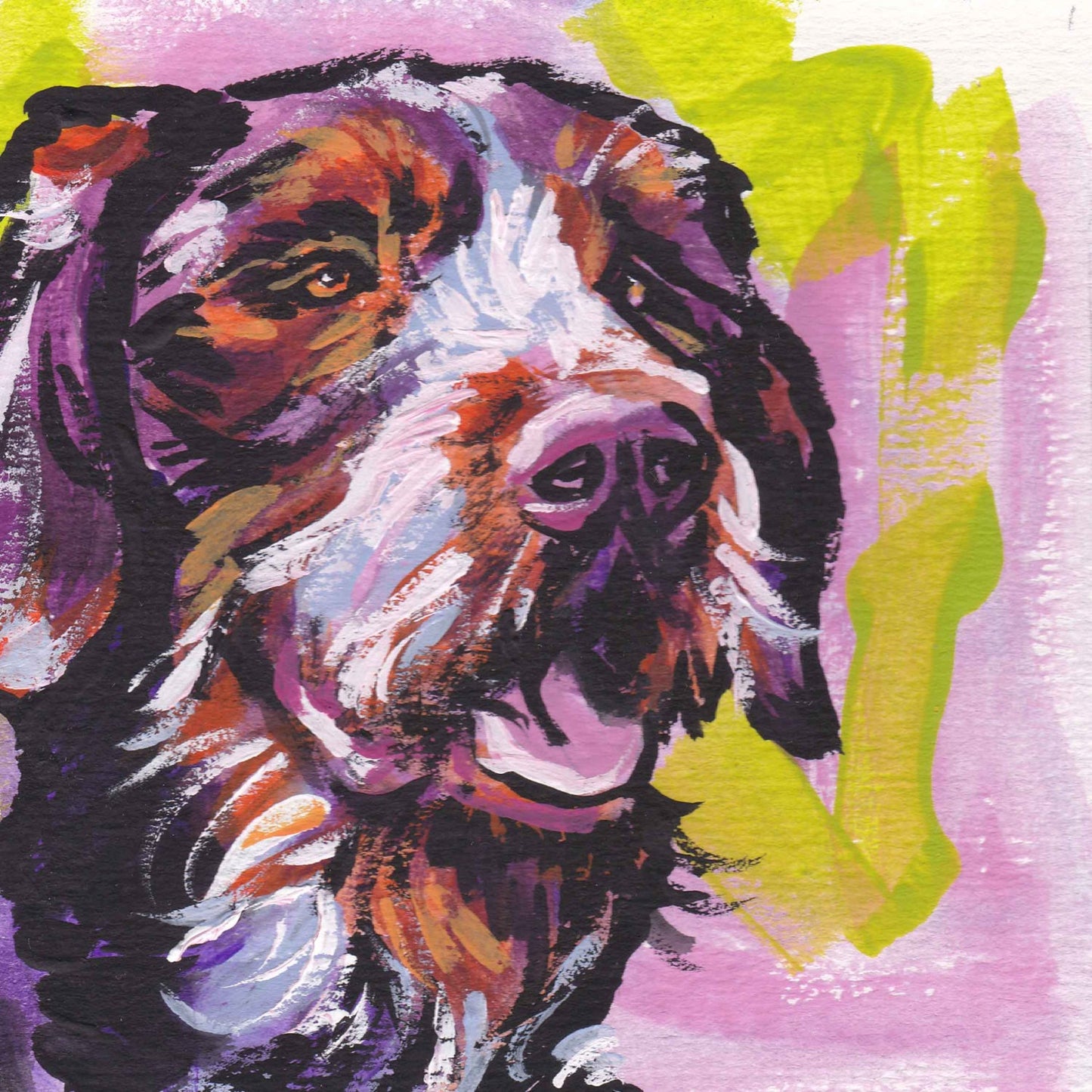 German Wirehaired pointer gwp dog portrait print of pop art painting bright colors 12x12"