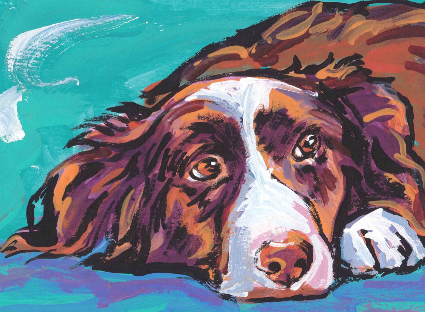 BORDER COLLIE dog portrait art PRINT of pop art painting 13x19"
