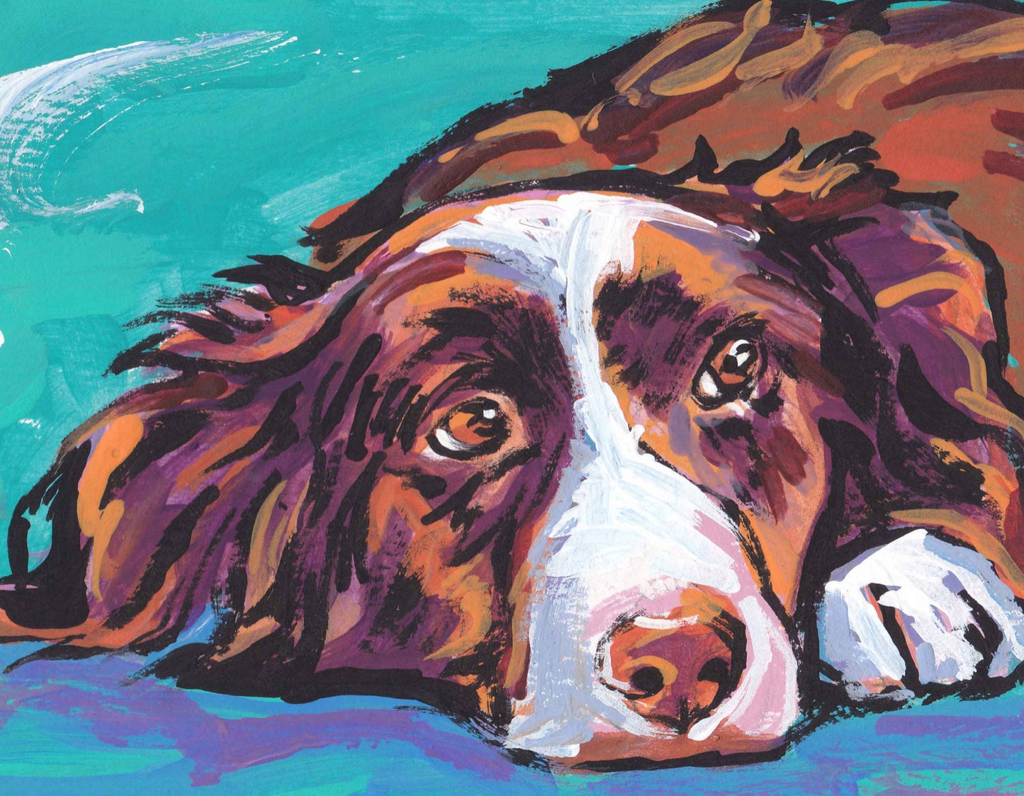 BORDER COLLIE dog portrait art PRINT of pop art painting 8.5x11"