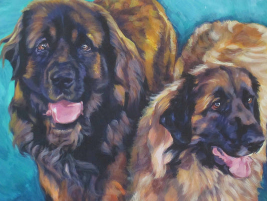 LEONBERGER dog portrait art canvas PRINT of LA Shepard painting 12x16"