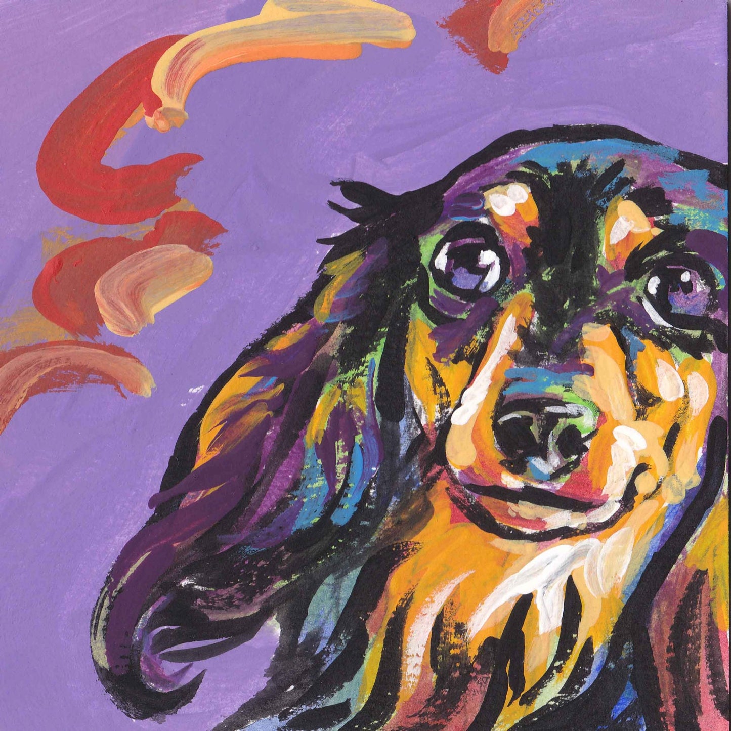 DACHSHUND dog portrait ART PRINT Dog pop art painting 12x12