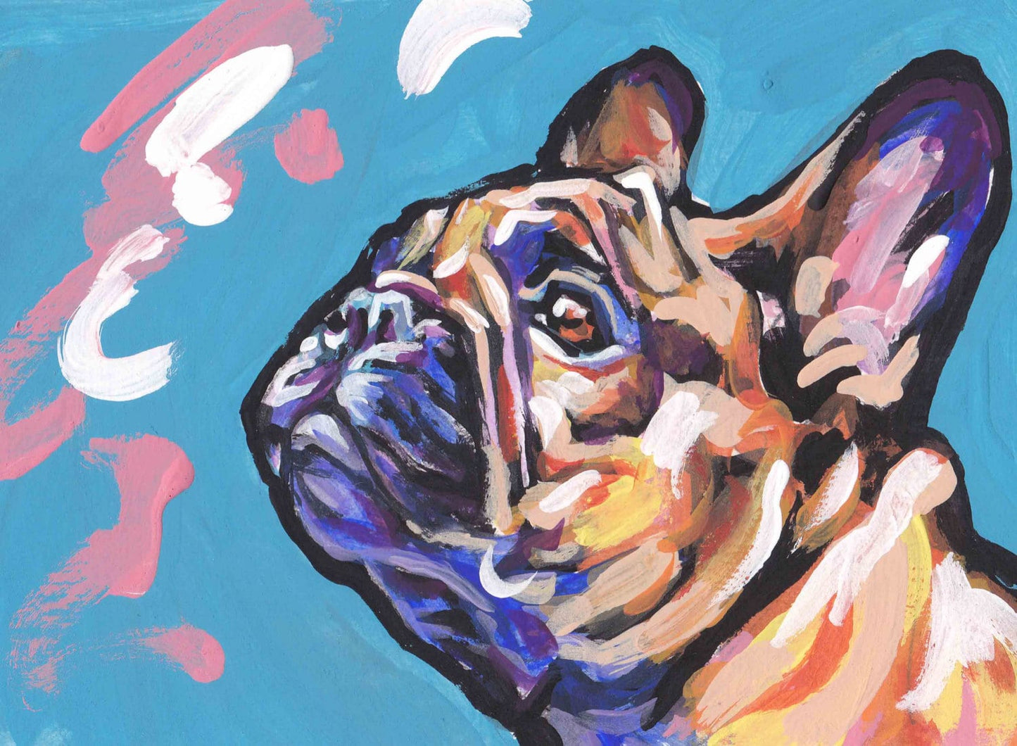 fawn French Bulldog print of pop dog art painting bright colorful dog portrait art 13x19