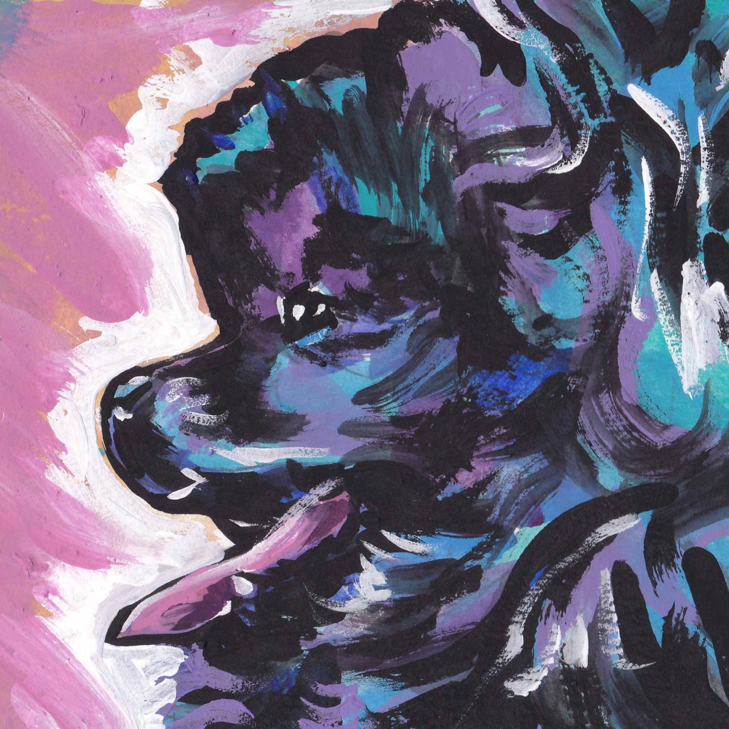 black Pomeranian art print pop dog art bright colors 8x8