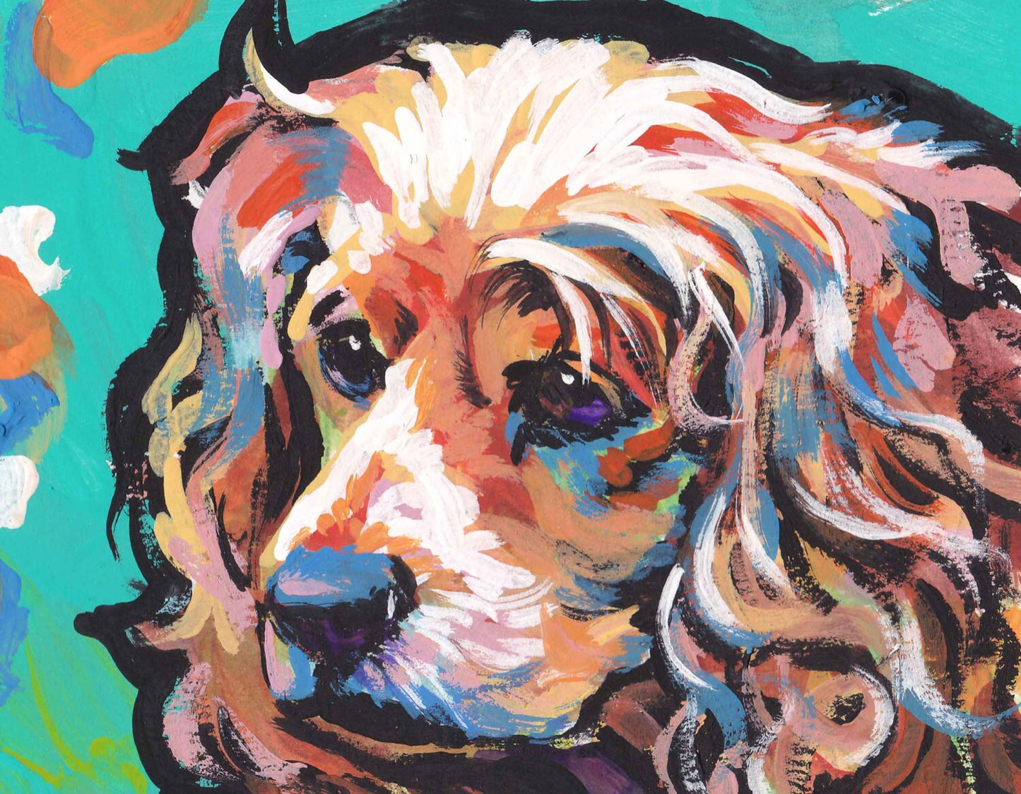 English cocker Spaniel art print of pop art painting bright colorful dog portrait 8.5x11