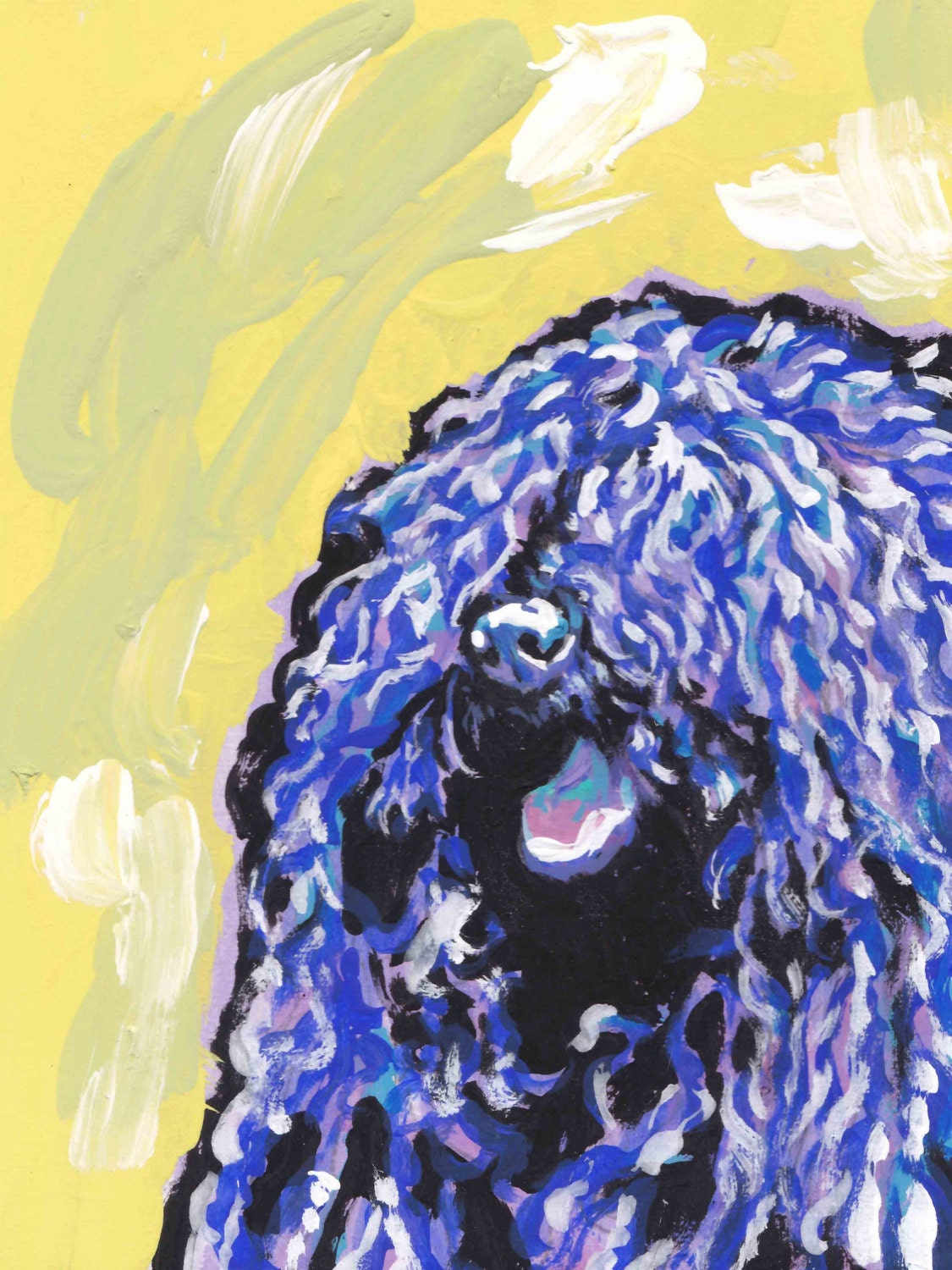 Puli dog art print of pop art dog painting by LEA bright colors 13x19"