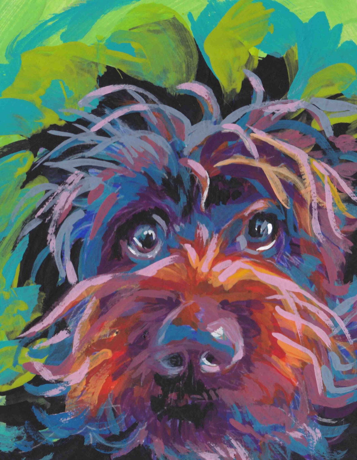 Wirehaired pointing griffon print of pop art dog painting bright colors 8.5x11"