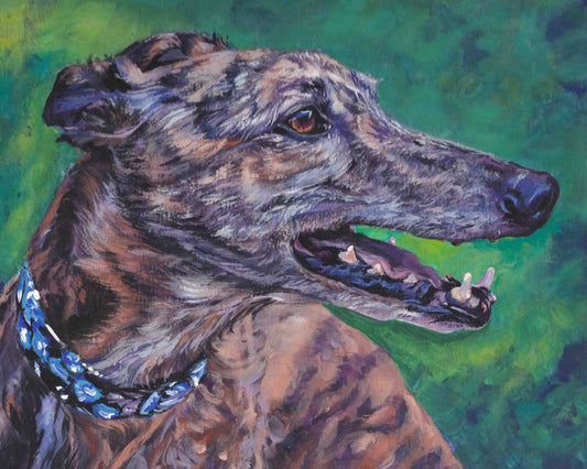 Greyhound dog portrait art CANVAS print of LA Shepard painting 11x14