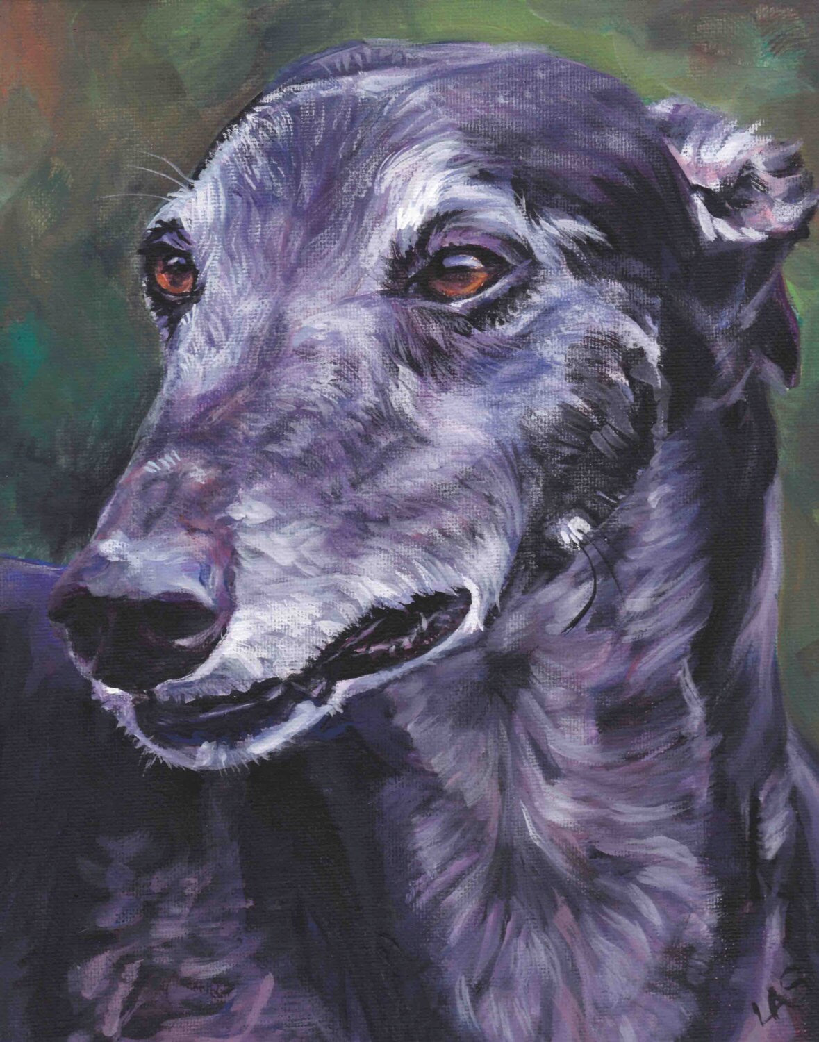 Greyhound dog portrait art print of LA Shepard painting 8x10