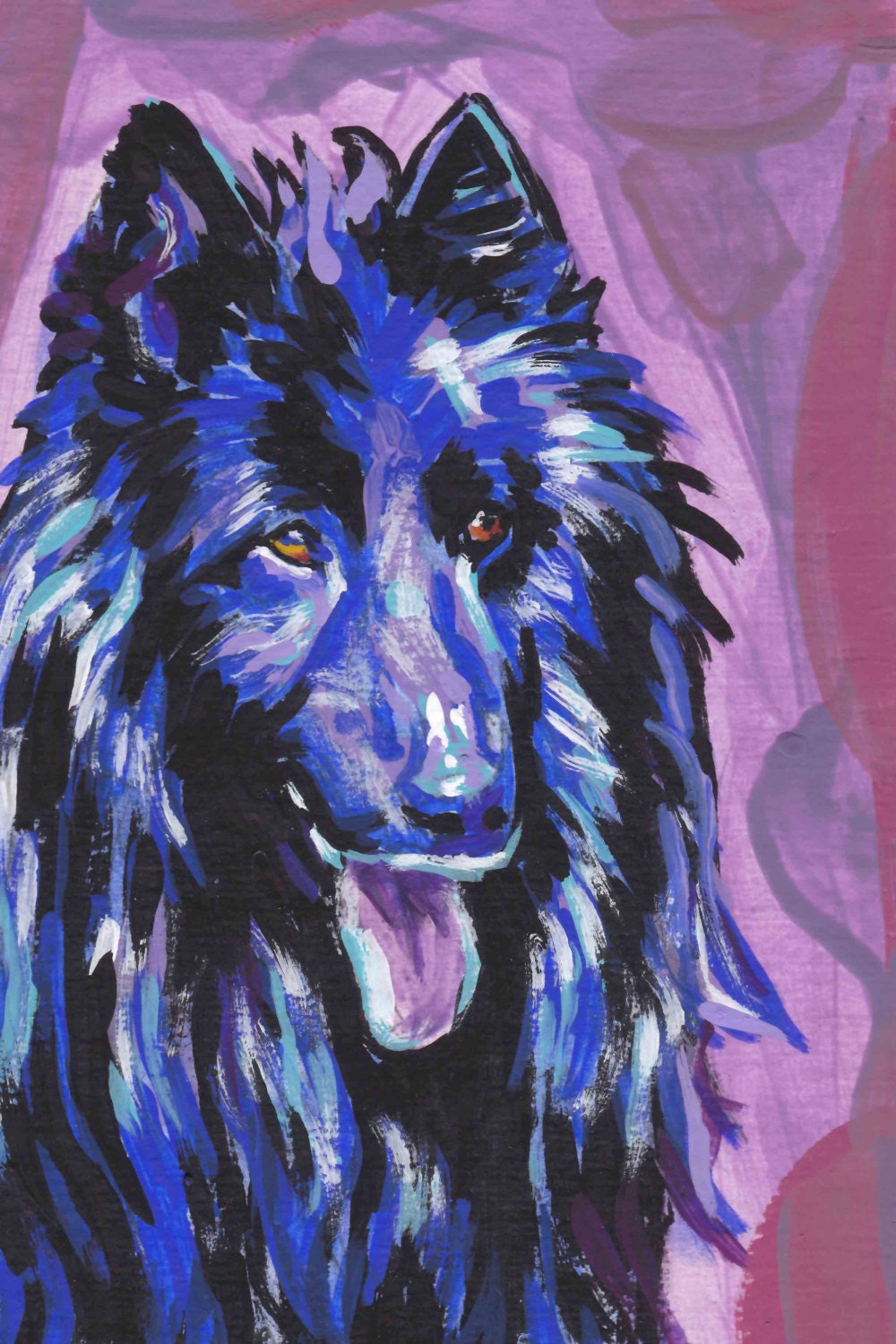 Groenendael Belgian Sheepdog portrait print of pop dog art painting bright colors 8.5x11" LEA