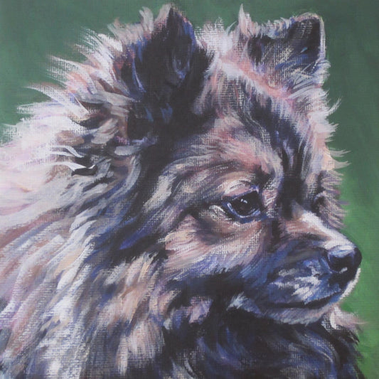 German Spitz portrait pomeranian dog art CANVAS print of LA Shepard painting 8x8"