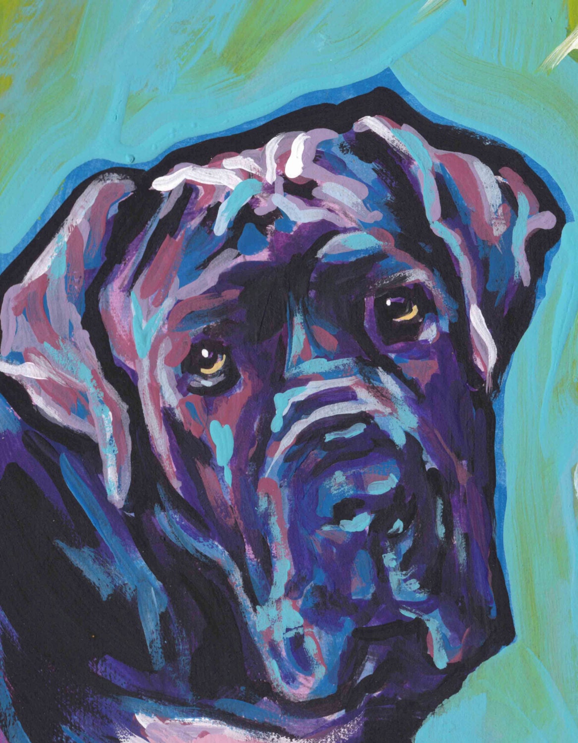 Neapolitan Mastiff NEO DOG portrait art PRINT of pop art painting 8.5x11