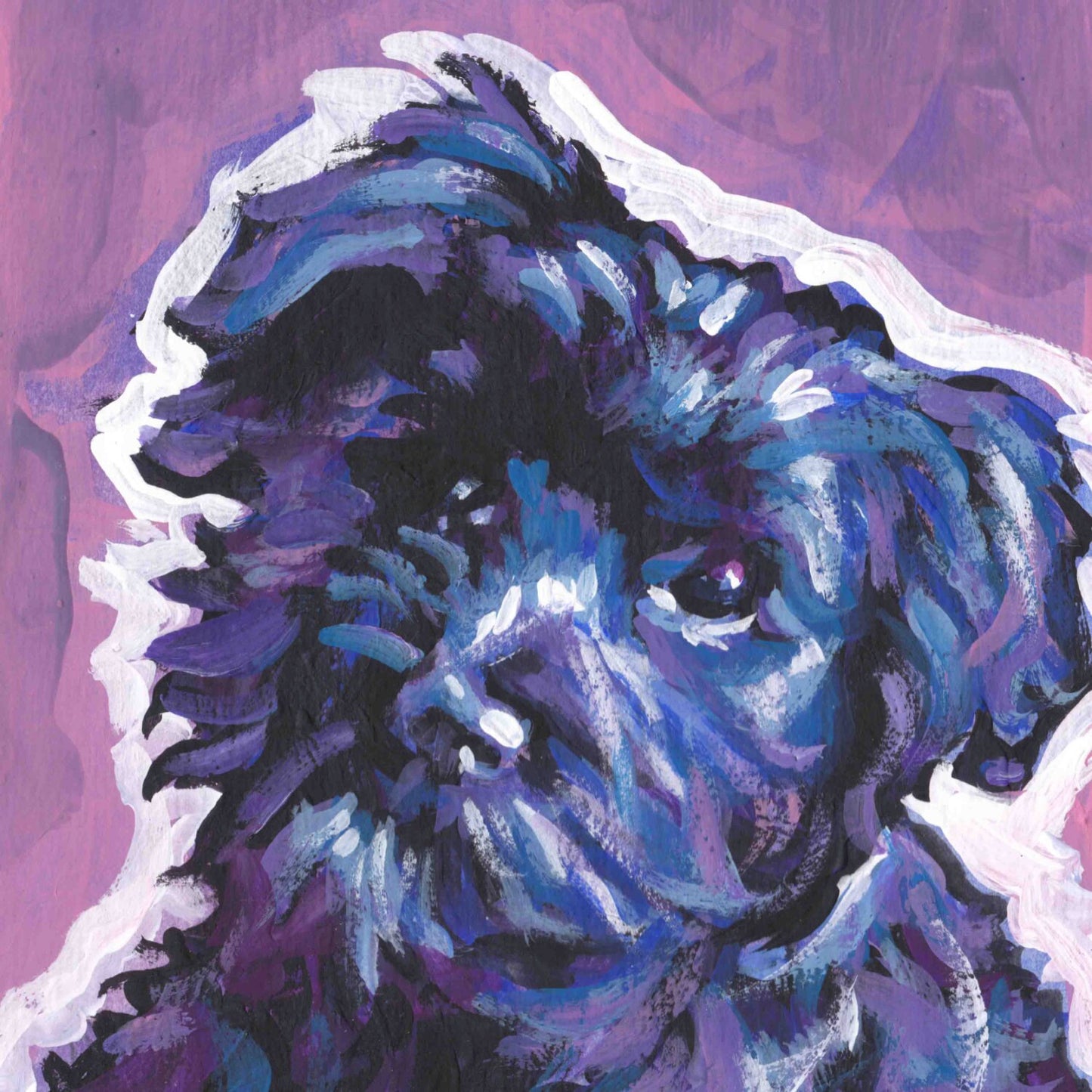 black Havanese portrait print of pop art dog painting bright colors 8x8"
