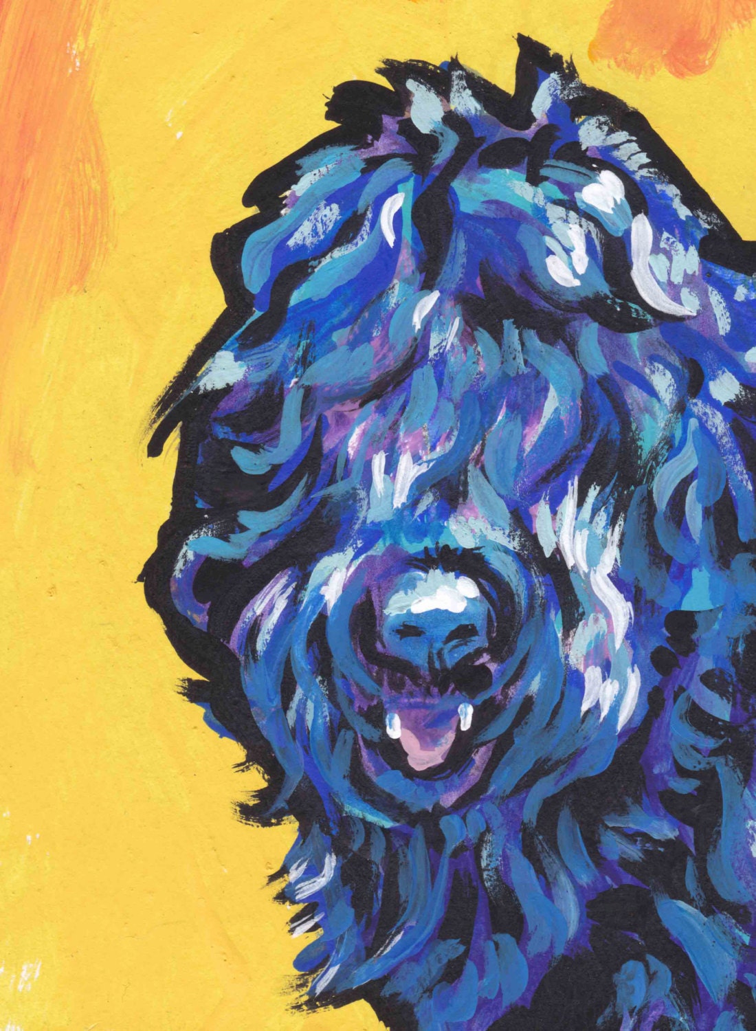 Black Russian Terrier dog portrait print of pop art Dog painting bright colors 13x19 BRT blackie