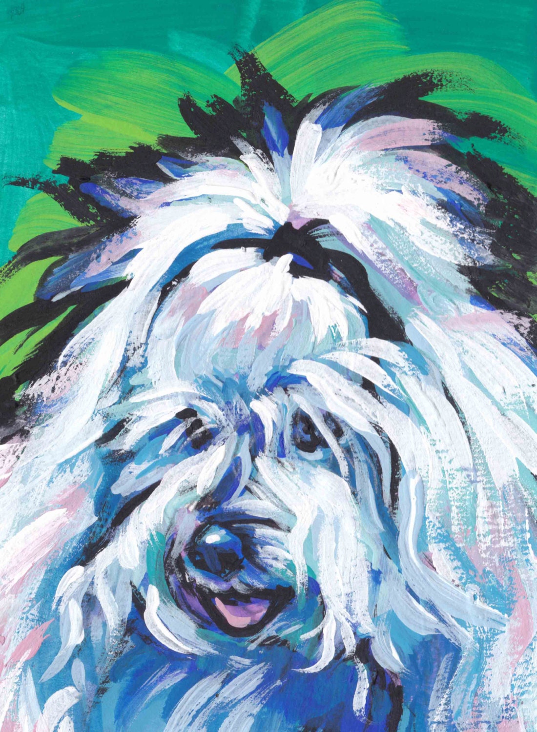 Coton de Tuléar portrait art print of pop dog art painting bright colors 8.5x11"