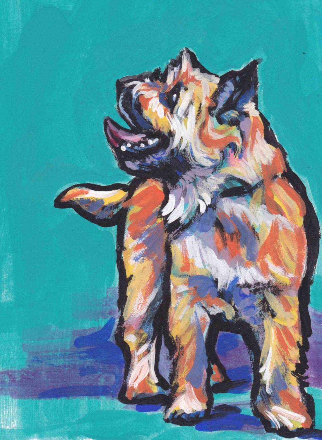 Cairn Terrier Dog art print of pop art painting bright colors 13x19 inch