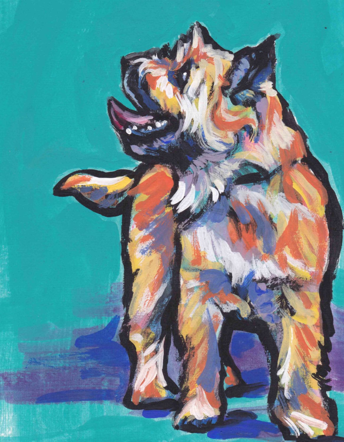 Cairn Terrier Dog art print of pop art painting bright colors 8.5x11"