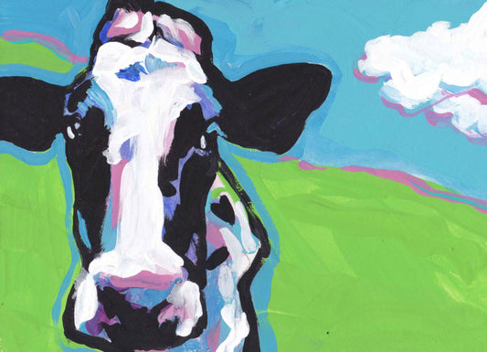 fun Cow art print of pop farm art painting bright colors 8.5x11"