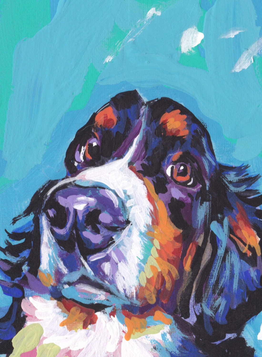 Bernese Mountain DOG portrait PRINT of modern pop art painting 13x19 BERNER
