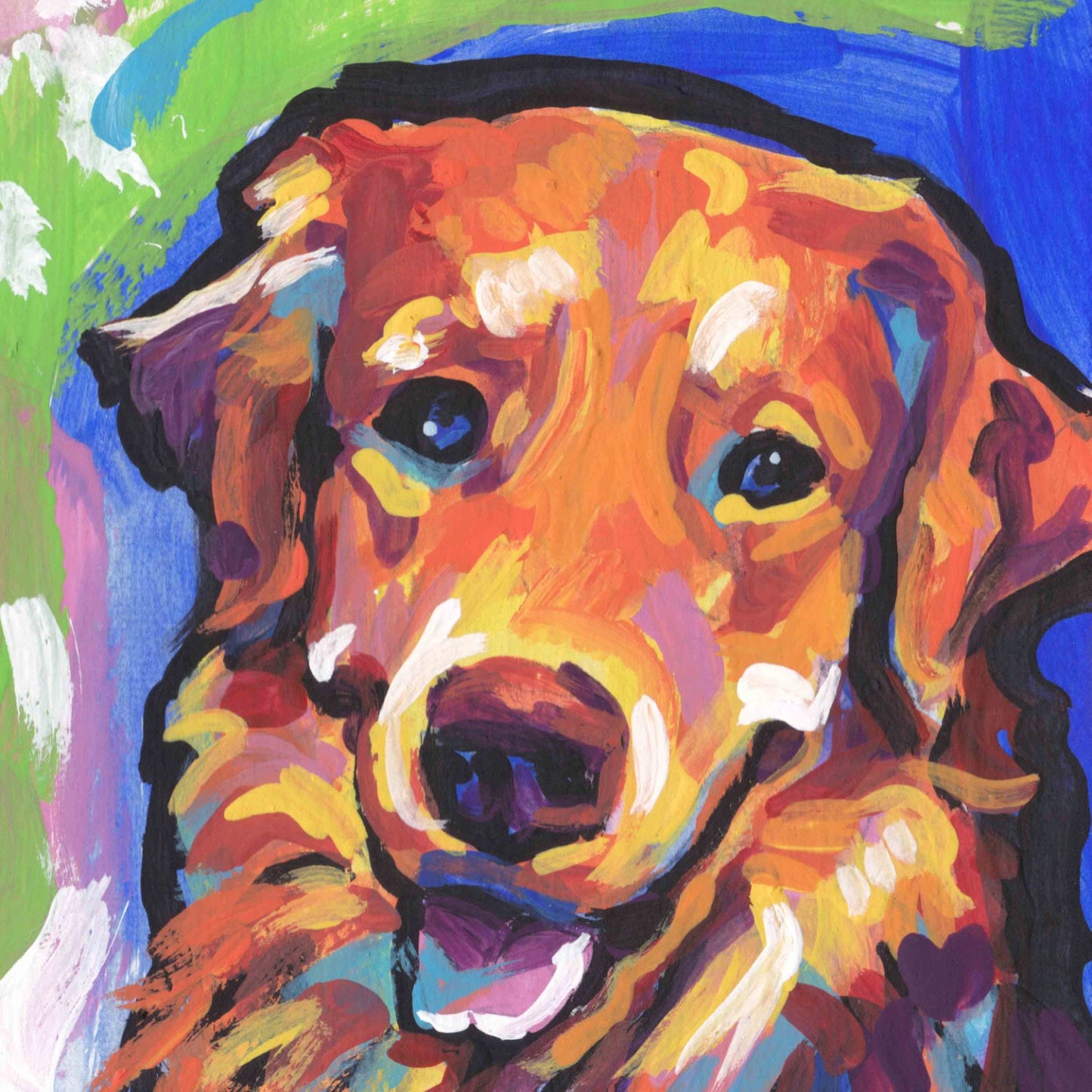 GOLDEN RETRIEVER dog portrait print of bright pop art Painting 8x8