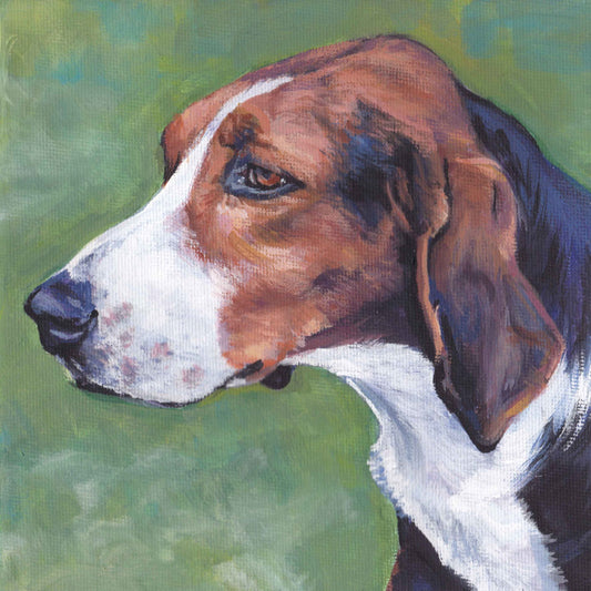 finnish hound dog portrait art  print of LAShepard painting 8x8