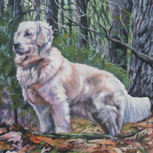Golden Retriever dog art canvas print of painting by L.A.Shepard 8x8