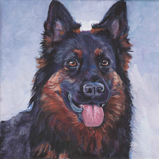 Bohemian Shepherd dog art portrait Canvas print of LAShepard painting 8x8" chodsky pes