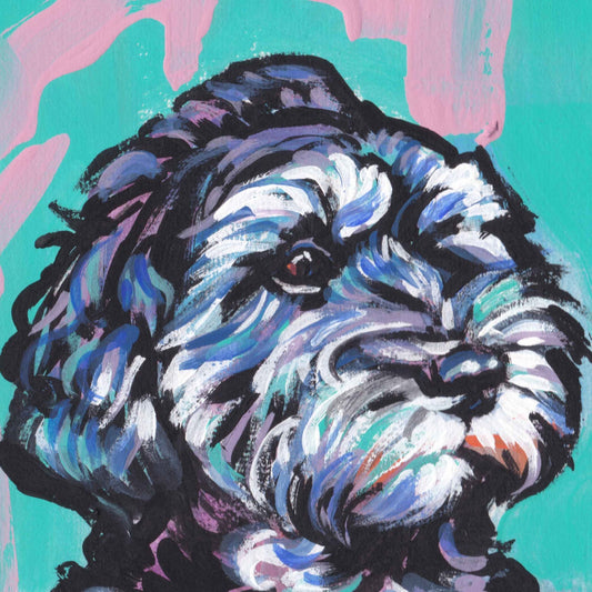 Cockapoo art print of pop dog art painting bright colors 12x12