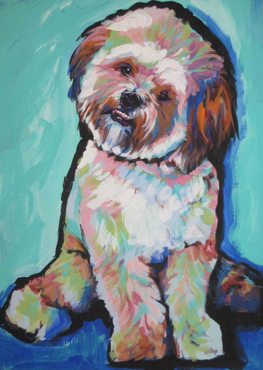 Cockapoo dog art print of fun bright colorful wall art pop art painting 8.5x11"