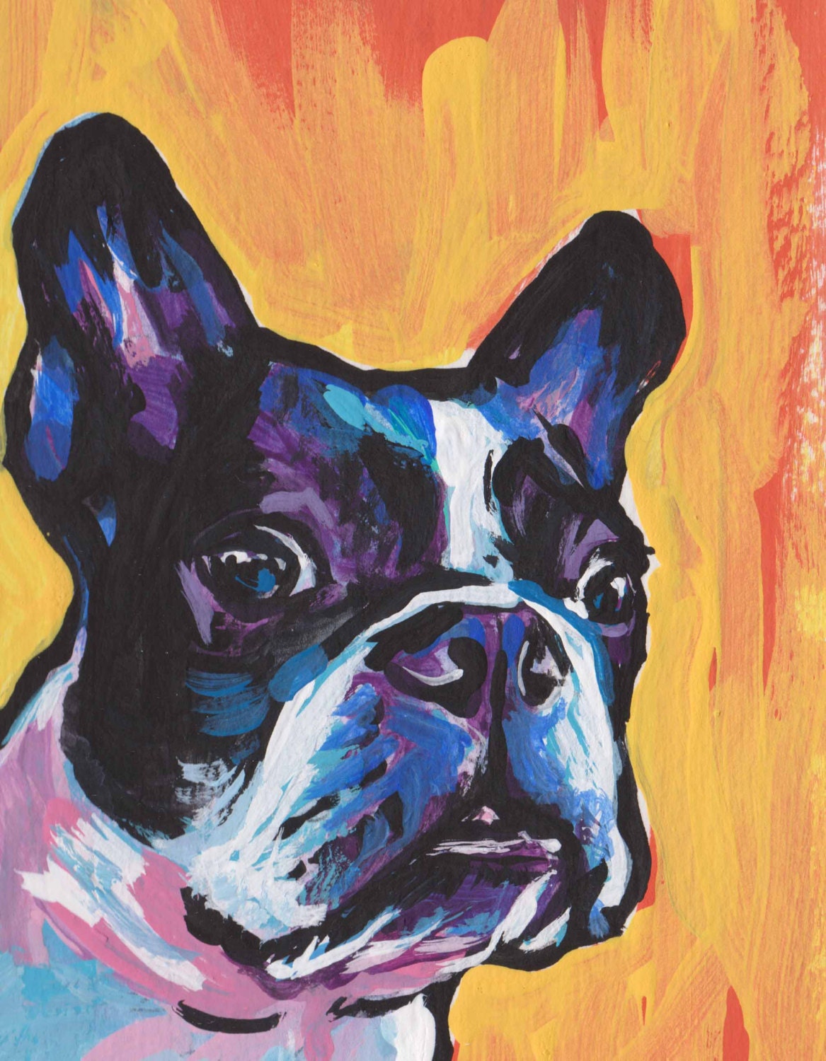 Boston Terrier modern Dog art print pop dog art bright colors 8.5x11" LEA