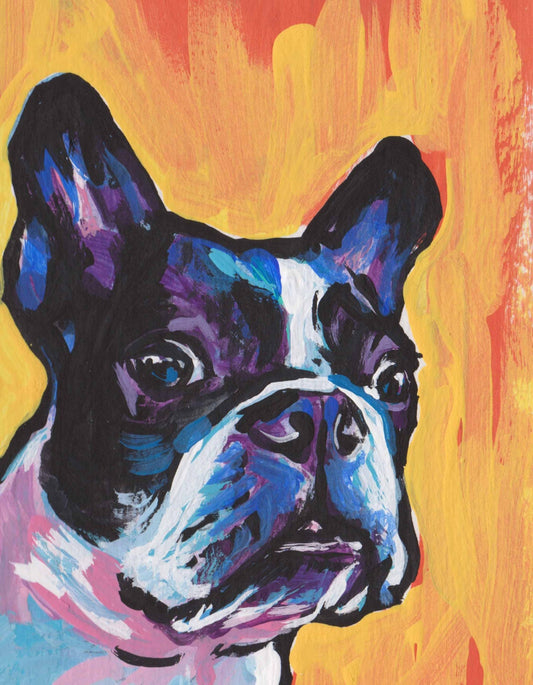 Boston Terrier modern Dog art print pop dog art bright colors 8.5x11" LEA