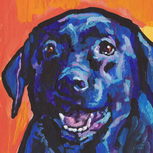 Labrador Retriever modern Dog art print black lab pop dog art bright colors 8x8
