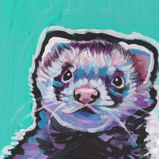 fun Ferret colorful portrait art print of pop art painting bright colors 12x12"