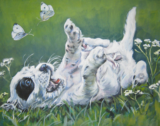 ENGLISH SETTER dog art canvas PRINT of LAShepard painting 11x14" puppy