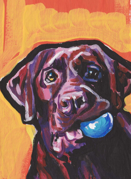 chocolate lab Labrador Retriever Dog art print pop art 13x19 inch