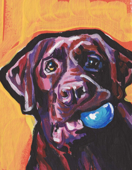 chocolate lab Labrador Retriever Dog art print pop art 8.5x11 inch