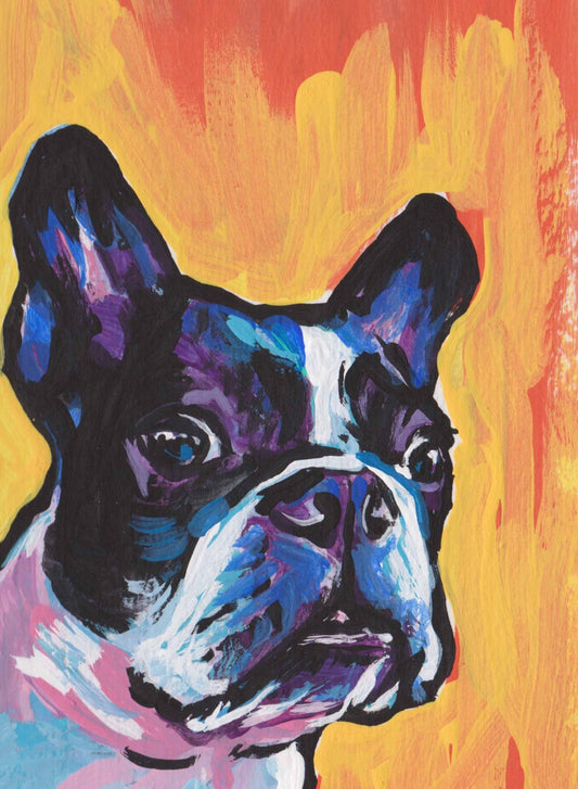 BOSTON TERRIER modern Dog ART print pop dog art bright colors 13x19"