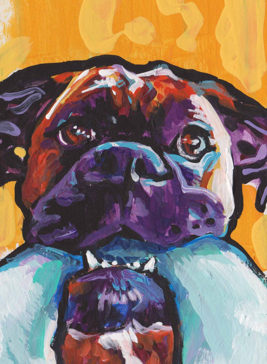 fun Boxer dog portrait print pop art bright colors 8.5x11" modern Dog art