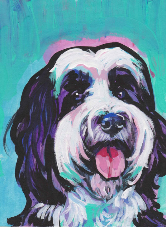 TIBETAN TERRIER dog portrait PRINT of pop art dog painting bright colors 13x19"
