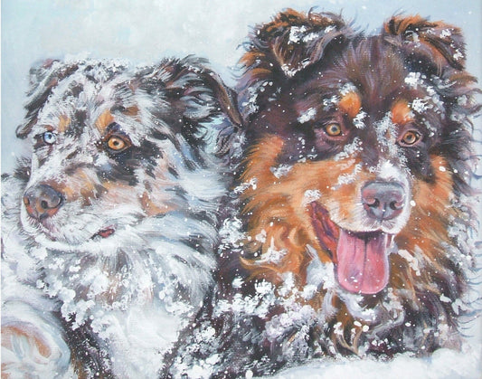 Australian Shepherd dog art print of LA Shepard dog painting 11x14