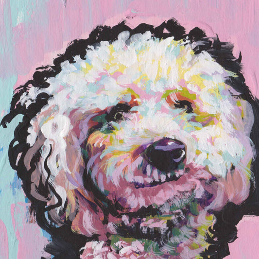 fun miniature toy POODLE portrait dog art print of original POP ART painting 12x12"