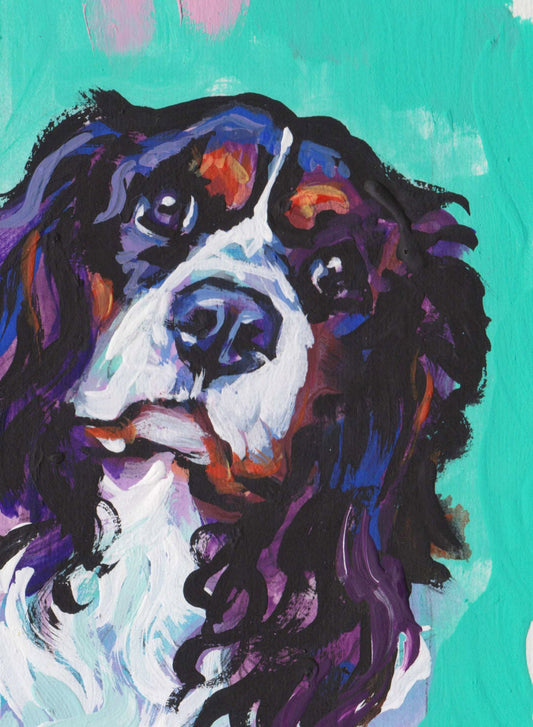 Cavalier King Charles Spaniel Dog art print pop art bright colors 13x19