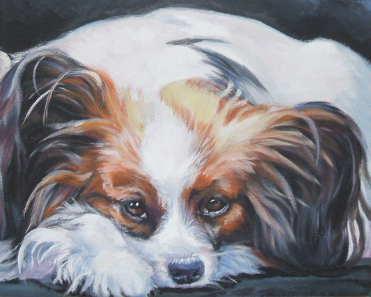 Papillon dog art Canvas print of LA Shepard painting 8x10 portrait