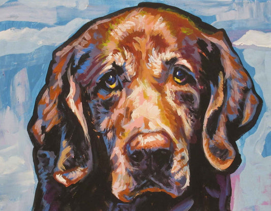 LABRADOR RETRIEVER portrait print of modern Dog painting chocolate lab pop art bright colors 8.5x11"