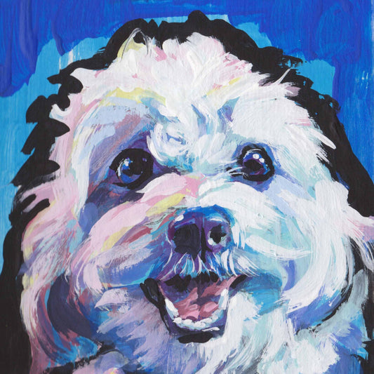 fun CAVACHON portrait dog ART PRINT of original pop art painting 8x8"