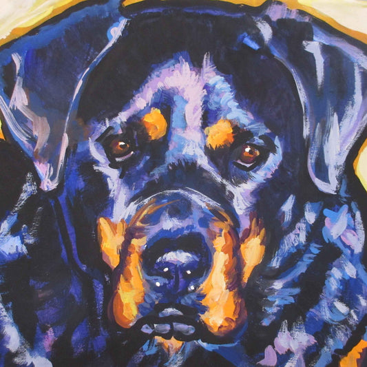 ROTTWEILER portrait dog art print of pop art painting bright colors 12x12"